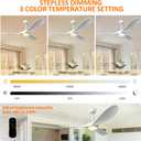 52''Outdoor Ceiling Fan with Light,Modern Ceiling Fan Light(White) | Propeller solid wood blades,dimmable LED,Memory function,Large airflow,Quiet operation,1/2/4/8 Timmer setting,3 Downrods