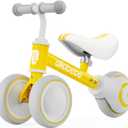 allobebe Baby Balance Bike, Cute Toddler Bikes 12-36 Months Gifts for 1 Year Old Girl Bike to Train Baby from Standing to Running with Adjustable Seat Silent & Soft 3 Wheels (Shinning yellow)