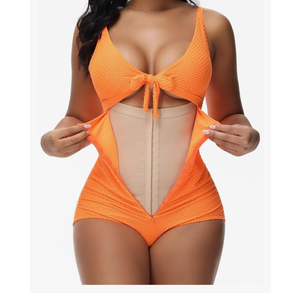 SHAPSHE Women's Tummy Control Swimsuit One Piece Slimming Bathing Suit Cutout Tie Knot Front Bikini Push Up Swimwear, Size -XL