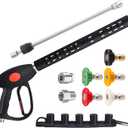M MINGLE Replacement Pressure Washer Gun with Extension Wand, M22 15mm or M22 14mm Fitting, 5 Nozzle Tips, 40 Inch, 4000 PSI