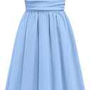 Arshiner Girls Summer Dress Maxi Spaghetti Strap Ruched Flowy Beach Boho Casual Teen Girl Sundress 6-14 Years (Blue)
