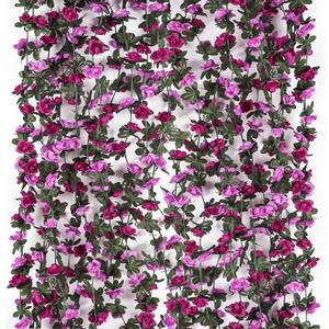Miracliy 9Pcs 74FT Purple Flower Garland Artificial Rose Arch Vines Fake Spring Floral Garland for Flower Wall Backdrop Wedding Mothers Day Garden Tea Party Decoration