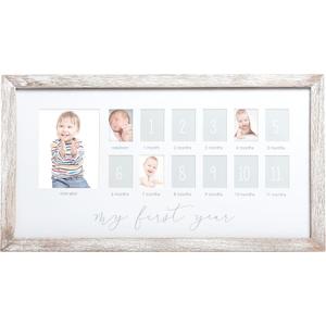 Pearhead My First Year Picture Frame, Baby's First Twelve Months Photo Collage and Gender Neutral Keepsake, Ideal for Baby Shower, New Mom Gift and Nursery Decor, Distressed Wood Pearhead My First Year Picture Frame, Baby's First Twelve Months Photo Collage and Gender Neutral Keepsake, Ideal for Baby Shower, New Mom Gift and Nursery Decor, Distressed Wood