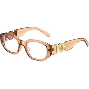 FEISEDY Trendy Blue Light Reading Glasses for Women and Men, Vintage 90s Anti-Glare Readers B0317