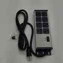 CCCEI Heavy Duty Power Strip Surge Protector 20 AMP, 8 Outlets 12 Gauge Industrial Shop Garage Metal Multiple Outlets, 6 FT Extension Cord 5-15P Adapter High Amp 6-20R T-Slot 20a for Appliance (Grey)