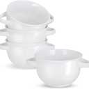 KooK Soup Bowls, French Onion Crocks, Oven Safe Dishware, Mugs, Ceramic Set, Dishwasher, Microwave, Set of 4, 18 oz (White)