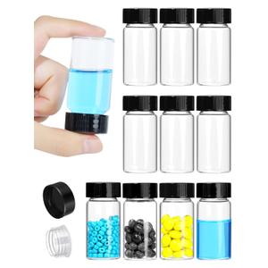 20ml Clear Small Glass Vials with Screw Caps, Small Vials for Essential Oil, Leak-Proof Sample Vials with Lids(10pcs)