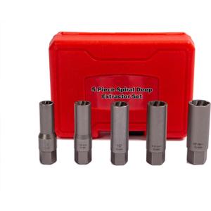 5PCS Spiral Type Deep Bolt Extractor Set,Spark Plug Extractor Set,Lug Nut Extractor Set for Removing Deeply trapped and Broken Bolts, Studs, Fittings, Threaded Pipes and Pins
