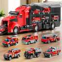 Fire Trucks Toy Set with Play Mat, Carrier Truck Play Vehicles Set for 3 4 5 6 Years Old Boys Kids, Die-Cast Car Toy for Toddlers 3-4 Years, Birthday Gifts Toys for 3-9 Year Old Boys