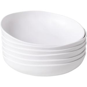 Melamine Pasta Bowl Set, Set of 6, Large 9'' and 40 OZ Salad Bowls Set, Shatterproof Dinner Bowl, Serving Bowls for Soup, Fruits, Lightweight and Unbreakable Bowls Set, Matte White