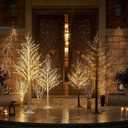 Pre Lit Brown Tree 6FT 690 Fairy Lights Plug in,Twig Tree with Lights for Indoor Outdoor Home Room Party Christmas Decoration