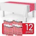 Red Gingham 12 Pack Checkered Premium Disposable Plastic Table Runner 14 x 108 Inch. Table Runner for Dinner Parties & Events by Grandipity