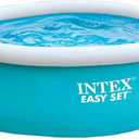 INTEX 28101EH Easy Set Inflatable Swimming Pool: 6ft x 20in – Puncture-Resistant Material – Quick Inflation – 232 Gallon Capacity – 16in Water Depth