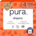 Pura Sensitive Skin Baby Diapers | Size 4 (18-31 lbs) | Hypoallergenic, Totally Chlorine Free, Fragrance Free, Up to 12-Hour Leak Protection | 3 Packs of 132 (396 Diapers)