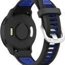 Bolesi Silicone 18mm 20mm 22mm Watch Bands Compatible with Garmin Venu 2S/Vivoactive 4S/Venu 3S/Forerunner 265S,Garmin Venu/Venu Sq/Forerunner 55/Vivoactive 5,Garmin Venu 2/Venu 3/Vivoactive 4 for Men Women (Black/Blue)