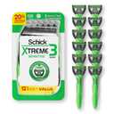 Schick Xtreme 3 Original Sensitive Disposable Razors for Men | Disposable Mens Razors for Shaving Sensitive Skin, 12ct