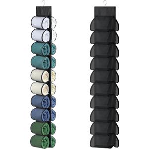 Legging Organizer for Closet Hanging, Hanging Legging Organizer, Legging Storage for Closet, Behind Door, Wardrobe, Clothes Storage, Hanger 20 Pockets Clothes Storage (Black)