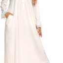 Women Long Sleeve Button Embroideries Victorian Nightgowns Ruffle Cute Sleep Dress Nightdress Pajamas Dress  (Large, White-new)