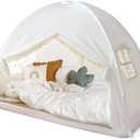 Razee Twin Bed Tent for Kids, Twin Size Toddler Canopy Indoor Princess Playhouse Privacy Tents on Bunk Bed Sleep for Girls Boys, Kid Toys for Birthday Gift, Bohemian Tassel, White