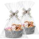 Colingmill 2 Pack Empty Gift Basket with Handles with Gift Bags Ribbons Woven Baskets Storage Empty Chest Box for Birthday Shower Day or Summer Wedding Presents Package(Mix Gray)