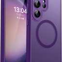 CANSHN Designed for Samsung Galaxy S23 Ultra Case [Full Camera Protection] [Compatible with MagSafe] Translucent Matte Shockproof Protective Phone Cover 6.8 Inch - Deep Purple
