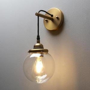 KCO Phansthy Vintage Glass Wall Sconce, Hanging Wire Indoor Wall Lamp, 5.9" Globe Wall Lighting Fixture Adjustable Hanging Cord, Home Decor Art Wall Light Hardwired Farmhouse Wall Sconce (Black)