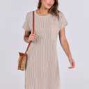 ANRABESS Womens Casual Summer Ribbed Knit Tunic Tshirt Mini Dresses 2026 Trendy Crewneck Short Sleeve Beach Loose Shift Dress (S)