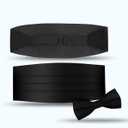 S.H. Churchill & Co. Men's Formal Satin Bowtie and Cummerbund Set (Black)