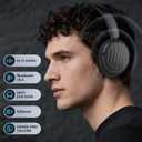 Bluetooth Headphones with Active Noise Cancelling (ANC), Wireless Over Ear Bluetooth Headsets with 35H Playtime, HiFi Stereo Foldable Headphones with Foam Ear Cups for Sports, Travel, Black