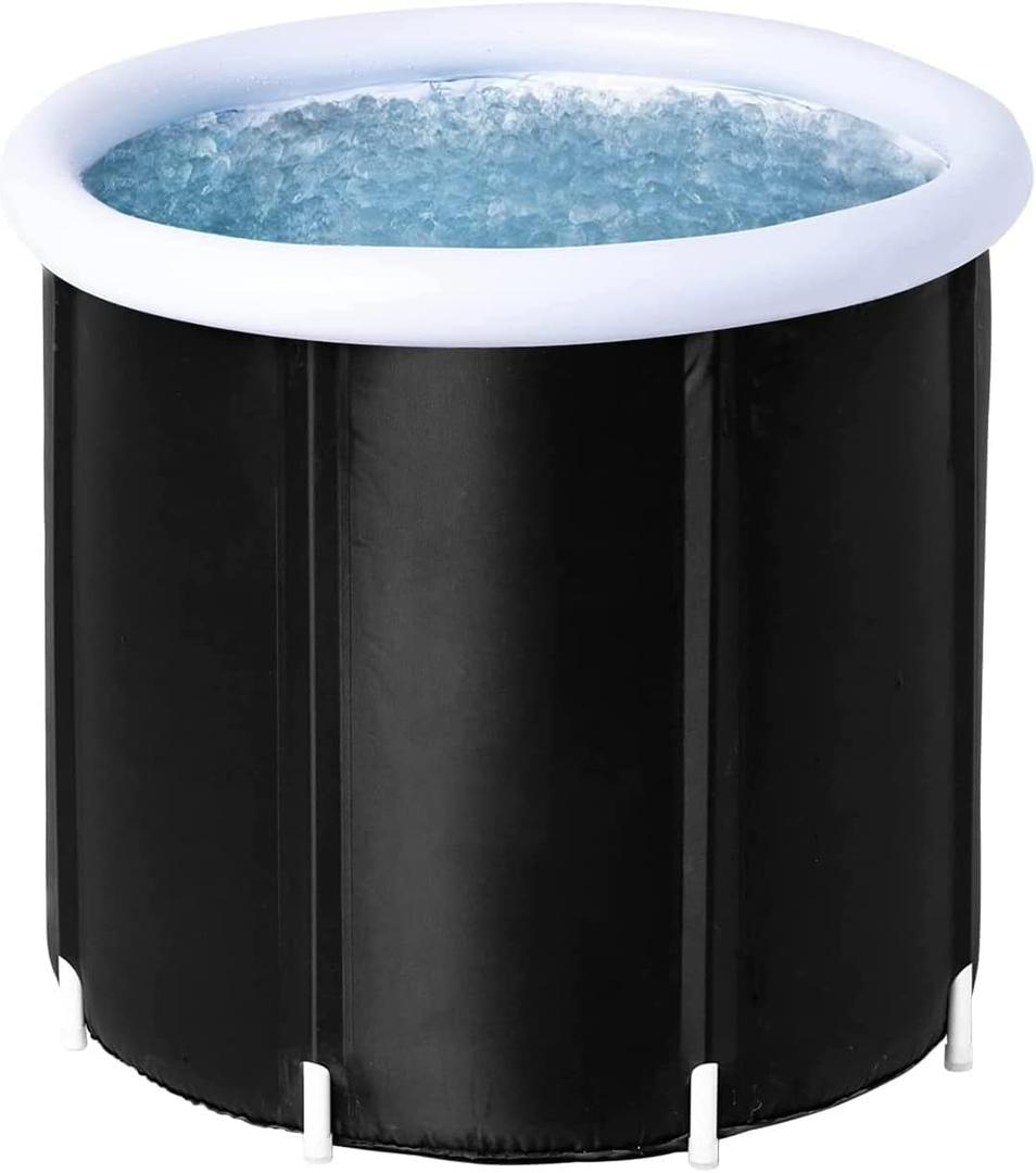 Portable Foldable Inflatable Ice Bath,Large Freestanding Soaking Bath Tub for Adults,Separate Family Bathroom SPA Tub,Folding BathTub for Adult,Ideal for Hot Bath Ice Bath (Alloy bracket 80x75cm)