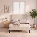 Twin Size Bed Frame with Adjustable Headboard,Chenille Fabric Upholstered Platform Bed,No Box Spring Needed, Easy Assembly, Noise Free,600 lbs Capacity, Under Bed Storage for Small Space,White