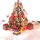 2 x Pop Up Christmas Tree With Cardinal Card, 3d Popup Cardinal Card 6 x 8 In, Greeting Cards For Wife, Husband, Him, Couple, Ideal Gift For Holiday, Mothers Day, Merry Christmas Cards Pop Up With Envelopes