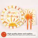 96Pcs First Trip Around the Sun Party Decorations for Girl Boho Sun 1st Birthday Plates and Napkins Sets The Sunshine Number 1 Birthday Decorations for Boho Boys One Year Old Party Supplies Serves 24