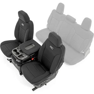 Rough Country Neoprene Front Seat Covers for Chevy Silverado & GMC Sierra 1500 (2019-2026) - Waterproof & UV Resistant, Foam Padded, Front Row Cover Set