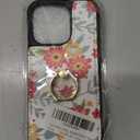 TopPerfekt Compatible with iPhone 14 Pro Wallet Case with Card Holder, 360Rotation Finger Ring Holder Kickstand Protective RFID Blocking PU Leather Pattern Double Buttons Flip 6.1" Floral