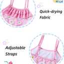 Little Girls Two Piece Mermaid Bikini Set Ruffle Adjustable Summer Beach Bathing Swimsuit 3-7 Years for Kids (Daisy Floral)