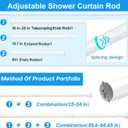 MEXAU 2 Pack Tension Curtain Rods 24-46 Inch,Adjustable Spring Tension Rods White Shower Curtain Rod No Drilling for Window, Bathroom, Closet, Room Divider, 7/8" Diameter