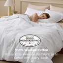 Bedsure 100% Washed Cotton Duvet Cover Oversized Queen - Bright White Minimalist Cotton Duvet Cover Linen Like for All Seasons - Plain Simple Bedding Set (Bright White, Oversized Queen, 98"x98")