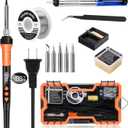 Soldering Iron Kit, Dmyond 90W LCD Digital Adjustable Temperature Soldering Gun with 5Pcs Tips, Thermostatic Soldering Kit for Home Appliance Repair, Orange