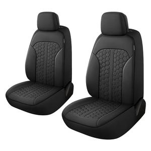 YGL Luxury PU Leather Car Seat Covers Front Set, Anti-Stain Interior Protector, Waterproof Auto Seat Covers for Cars, Trucks, Van, SUV, Pickup, Airbag Compatible (Black)