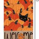 AVOIN colorlife Fall Garden Flag 12x18 Inch Double Sided Outside, Black Cat Autumn Welcome Pumpkins Seasonal Yard Outdoor Flag