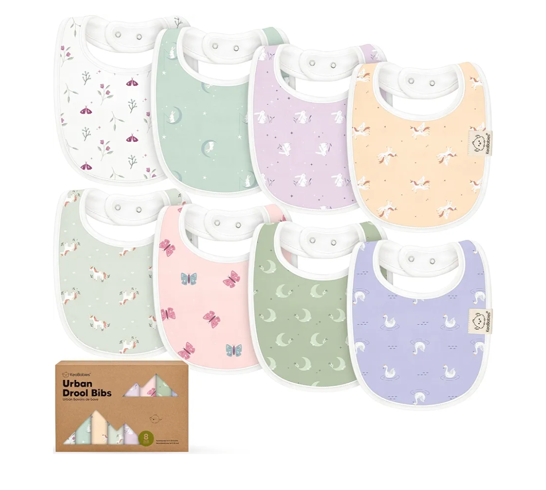 8-Pack Organic Baby Bibs for Boys, Girls - Soft Cotton Drooling and Teething Bibs for Baby Girl & Boy, Extra Absorbent, Easy To Clean & Put On for Toddler, Newborn, Infant 0-24 Months (Lunaris)