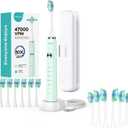 COSLUS Electric Toothbrush for Adults and Kids Green & Brush Refills Tips 6 Pack