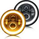 7 inch led Headlight Round 2pc Projector 7 inch Halo led Headlight H6024 DOT Approved Hi/Lo Beam DRL Amber Turn Signal Compatible with Jeep Wrangler JK TJ CJ Compatible with Chevy and miata