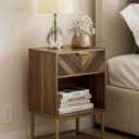 Masupu Extra Large Nightstand,Boho Night Stand Modern Farmhouse Wood Bedside Table with Storage Drawer and Open Shelf,Side End Table for Bedroom,Living Room,Office Brown