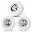 Atogou 3-Pack Mini Hygrometer & Thermometer, Indoor Outdoor Digital Humidity Meter Gauge Temperature, /, for Home, Office, Reptile, Car, Greenhouse, Lab, Terrarium, Cellar.. A01 White
