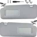 Sun Visor Pair Compatible with 2010-2015 Mazda CX-9 (Illuminated) - Driver & Passenger Side Replacement Kit w/Clips, Screws, Manual- Replaces TD11-69-320C-75(Color Gray)