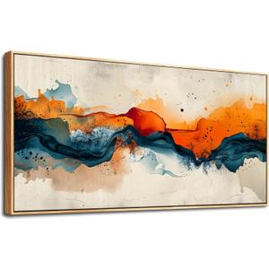 MHARTK66 Framed Abstract Wall Art for Living Room, Bright Modern Large Canvas Prints Paintings Artwork for Walls, Colorful Abstract Pictures for Hallway Stair Bedroom Office Wall Decor 24x48 In