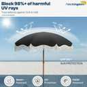 7ft Patio Umbrella with Fringe, Boho Beach Umbrellas, Outdoor Tassels Umbrellas with Push Button Tilt & Carrying Bag, 8 Windproof Fiberglass Ribs, UPF50+