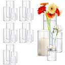 20 Pack Thick Glass Cylinder Vases 4,6,9,12 Inch Tall Clear Flower Vase Hurricane Floating Candle Holder for Table Centerpiece Wedding Home Decor